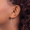 14K Tri-color Diamond-cut Teardrops Dangle French Hook Earrings