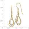 14K Two-tone Diamond-cut Teardrops Dangle French Hook Earrings