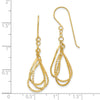 14K Diamond-cut Teardrops Dangle French Hook Earrings
