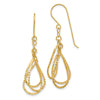 14K Diamond-cut Teardrops Dangle French Hook Earrings