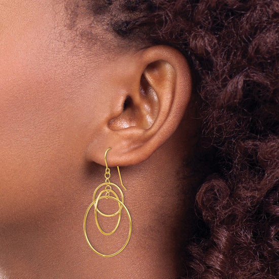 14k Polished Circles Dangle French Hook Earrings