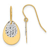 14k Two-tone Polished/Textured Teardrop Dangle Earrings