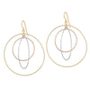 14k Tri-color Diamond-cut Graduated Circles Dangle French Hook Earrings