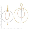 14k Tri-color Diamond-cut Graduated Circles Dangle French Hook Earrings