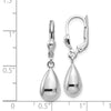 14k White Gold Polished Teardrop Dangle Leverback Earrings