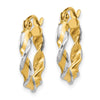2.75mm Gold & Rhodium Twisted Polished Hoop Earrings