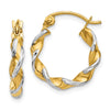 14k w/ White Rhodium Polished 2.75mm Fancy Twisted Hoop Earrings