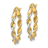 2.75mm Gold & Rhodium Twisted Polished Hoop Earrings