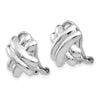 14k White Gold 14mm Polished X Omega Back Non-pierced Earrings