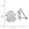 14k White Gold 14mm Polished X Omega Back Non-pierced Earrings