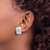 14k White Gold 15x19mm Polished Ribbed Fancy Omega Back Post Earrings