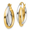 Gold Two-tone Twisted Oval Tube Hoop Earrings