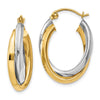 Gold Two-tone Twisted Oval Tube Hoop Earrings