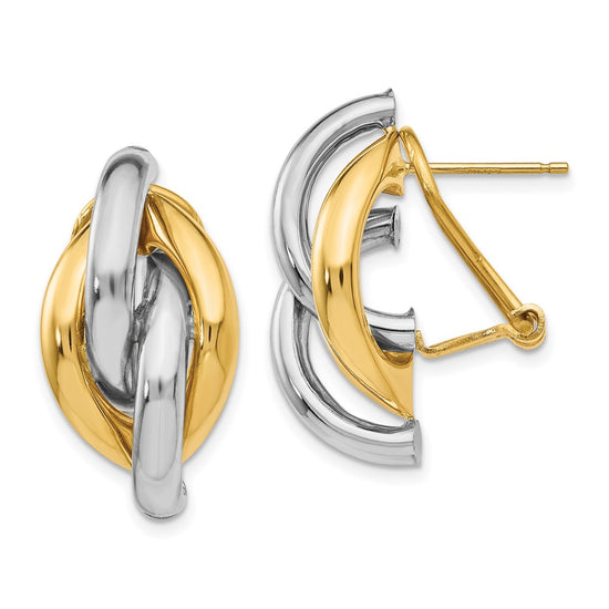 Gold Twisted Omega Back Post Earrings