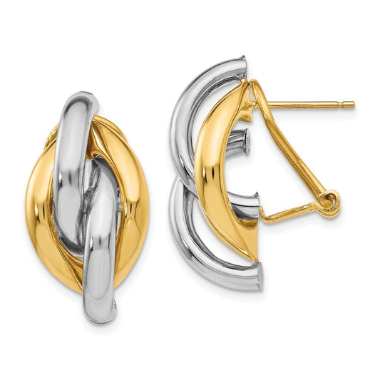 Gold Twisted Omega Back Post Earrings