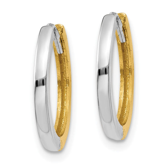 14k Two-tone Round Hinged Hoop Earrings