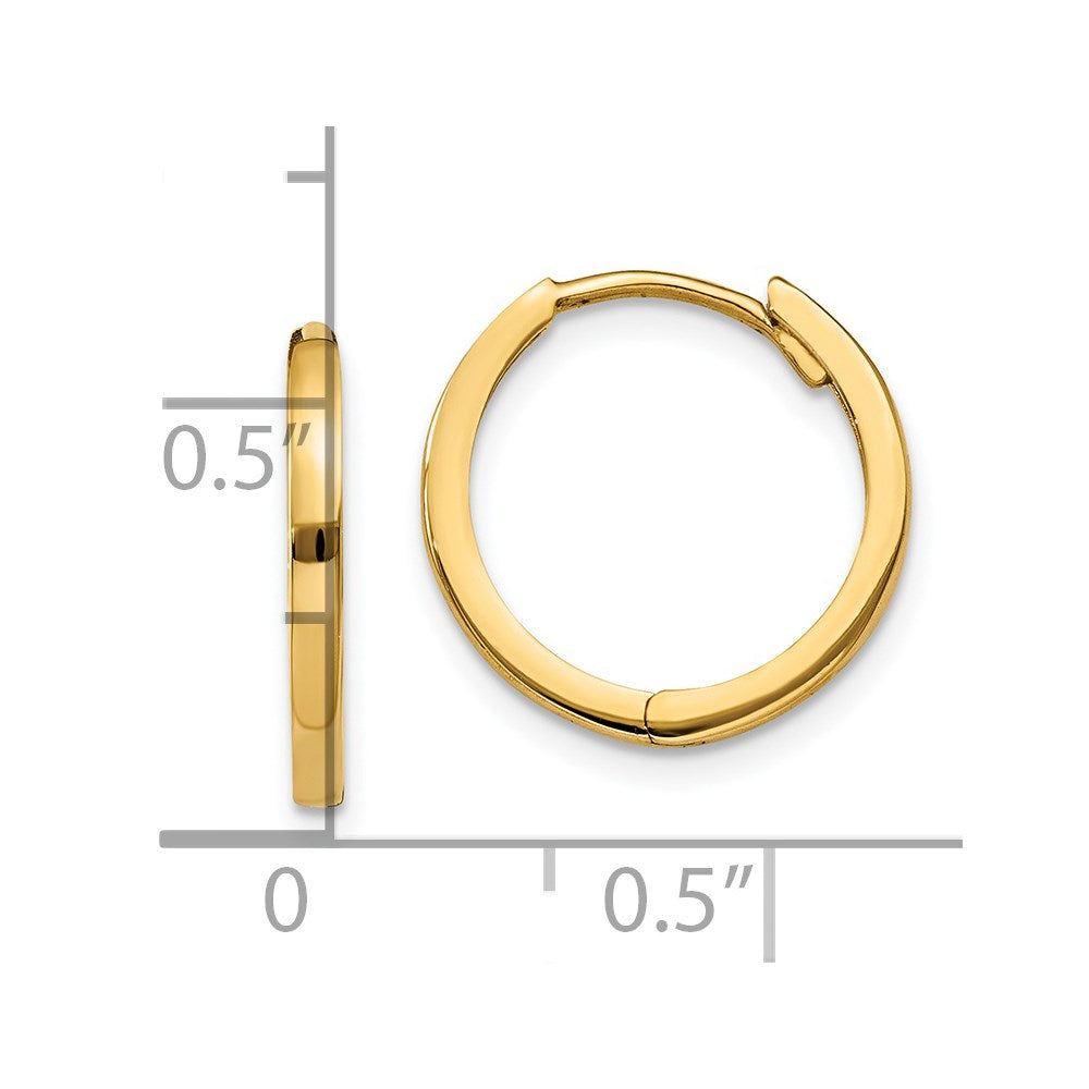 Gold Square Tube Hinged Hoop Earrings