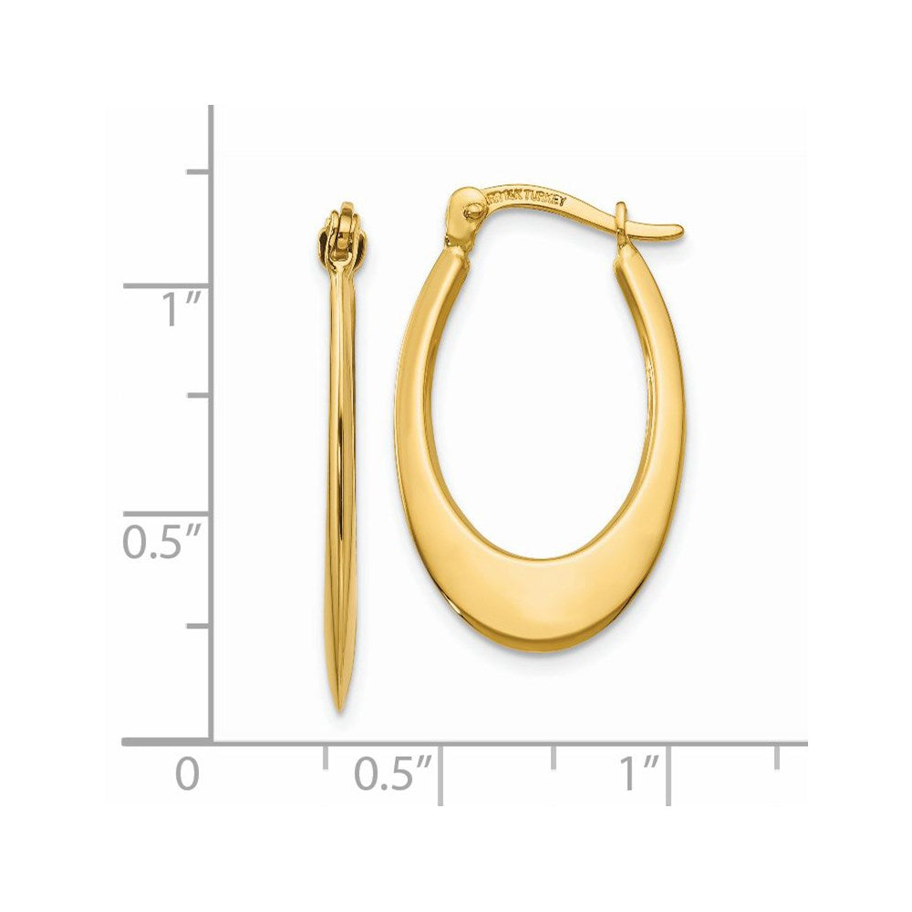 14K 1x26mm Polished Tapered Oval Hoop Earrings
