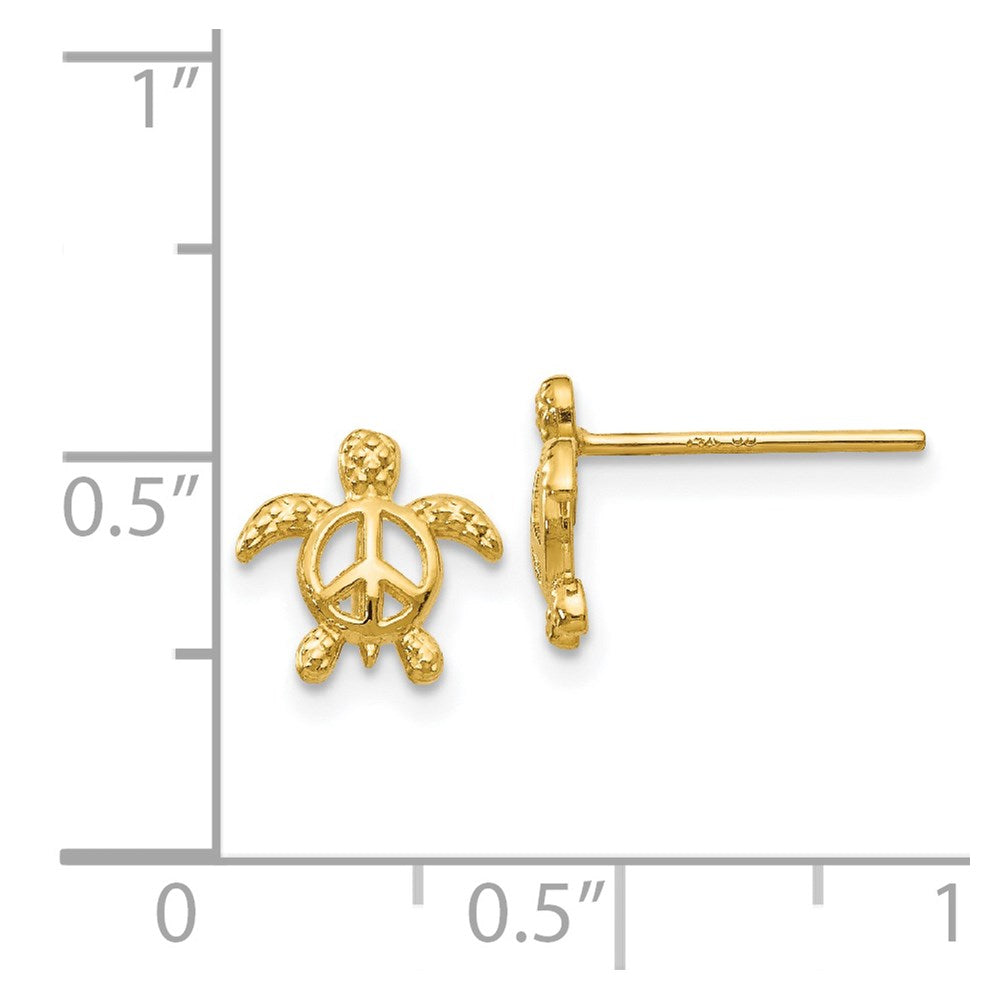 14k Peace Symbol Turtle Post Earrings