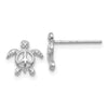 14k White Gold Peace Symbol Turtle Post Earrings