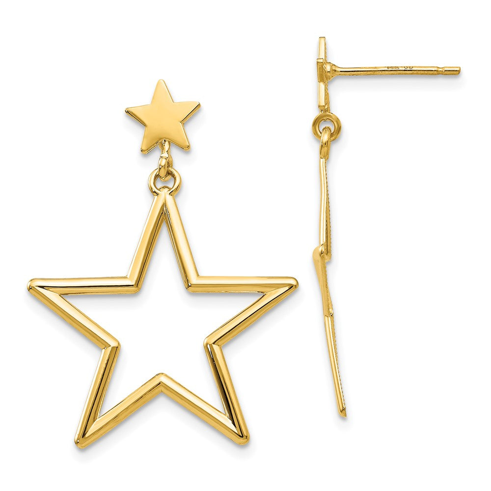 14k Open Star Dangle Post Earrings
