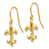 14k Polished Fleur de lis Dangle French Hook Earrings