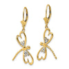 14k and White Rhodium Diamond-cut Dragonfly Dangle Leverback Earrings