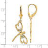 14k and White Rhodium Diamond-cut Dragonfly Dangle Leverback Earrings