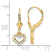 14k and White Rhodium Diamond-cut Open Heart Leverback Earrings