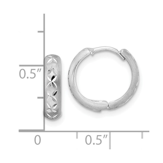 Gold Diamond-cut Circle Hinged Hoop Earrings