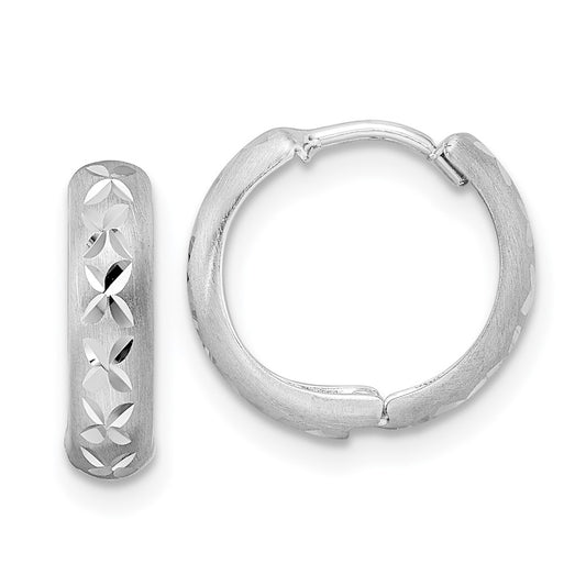 Gold Diamond-cut Circle Hinged Hoop Earrings