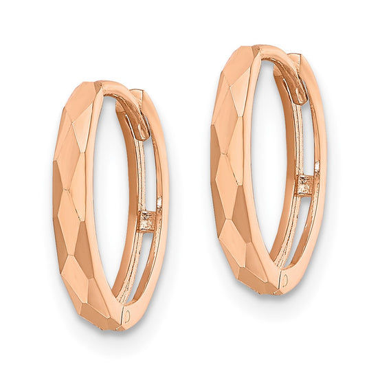 Gold Diamond-cut Circle Hinged Hoop Earrings