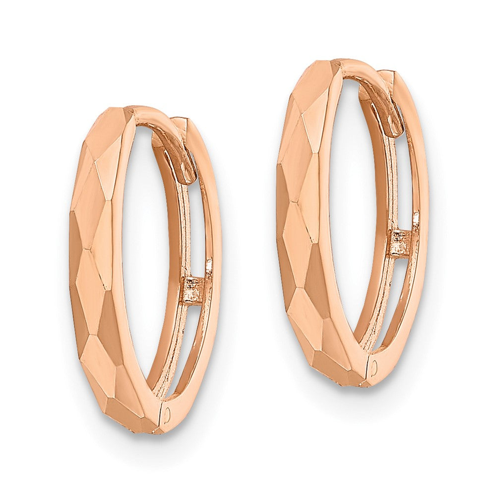 Gold Diamond-cut Circle Hinged Hoop Earrings