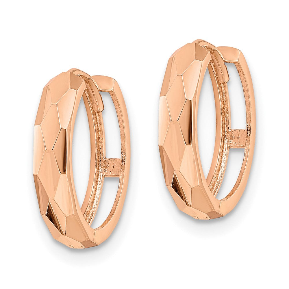 Gold Diamond-cut Circle Hinged Hoop Earrings