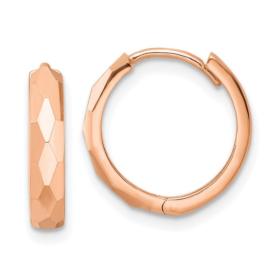 Gold Diamond-cut Circle Hinged Hoop Earrings