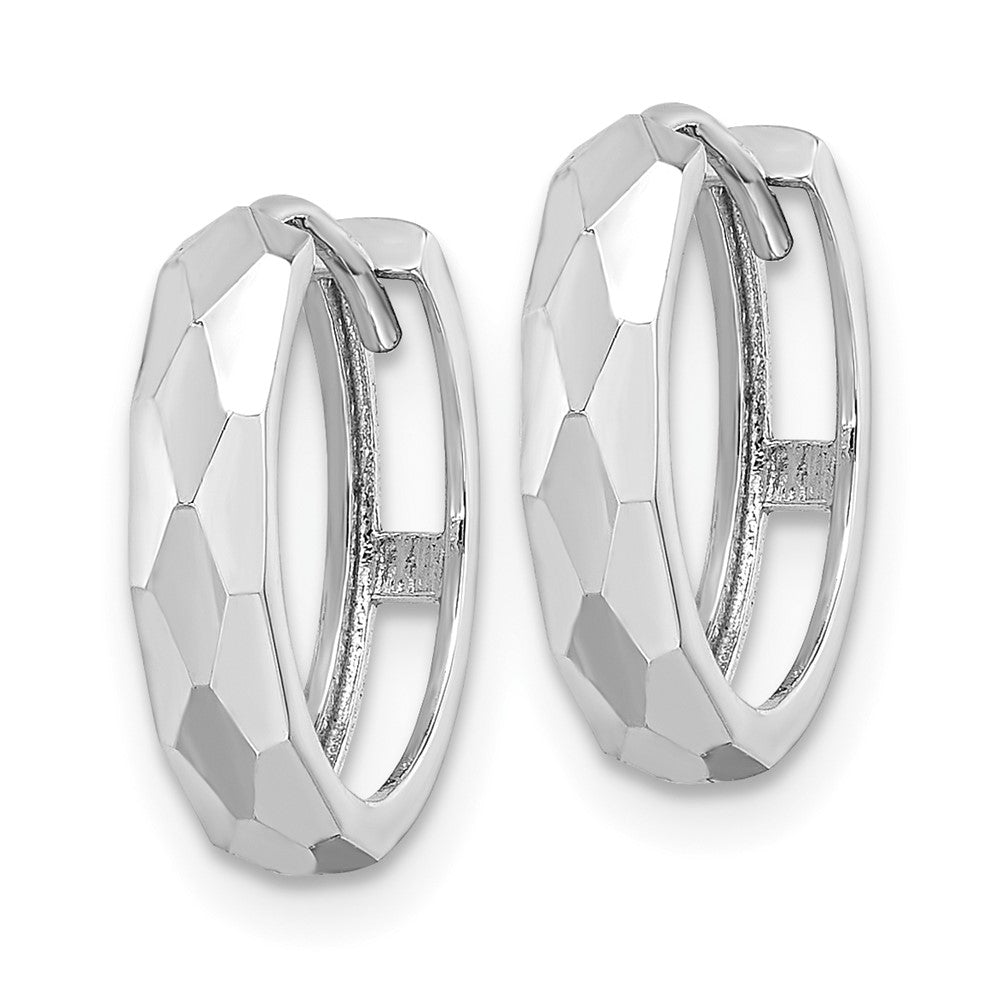 Gold Diamond-cut Circle Hinged Hoop Earrings