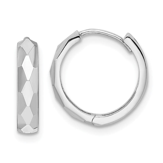 Gold Diamond-cut Circle Hinged Hoop Earrings