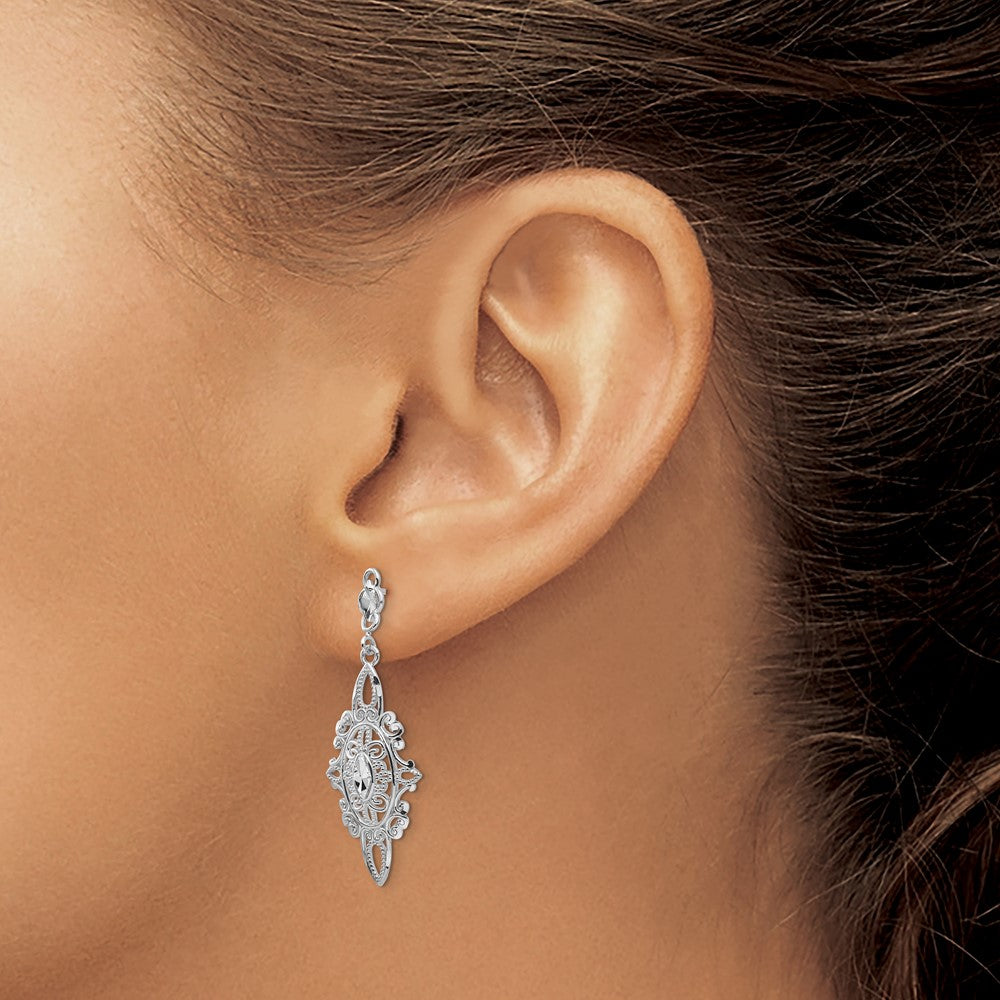 Gold Filigree Dangle Post Earrings