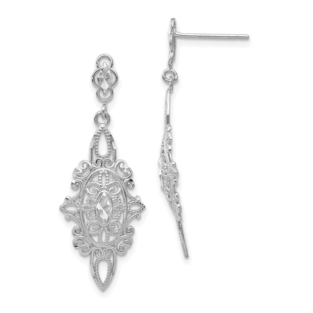 Gold Filigree Dangle Post Earrings