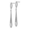14k White Gold Diamond-cut Open Teardrop Dangle Post Earrings