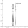 14k White Gold Diamond-cut Open Teardrop Dangle Post Earrings