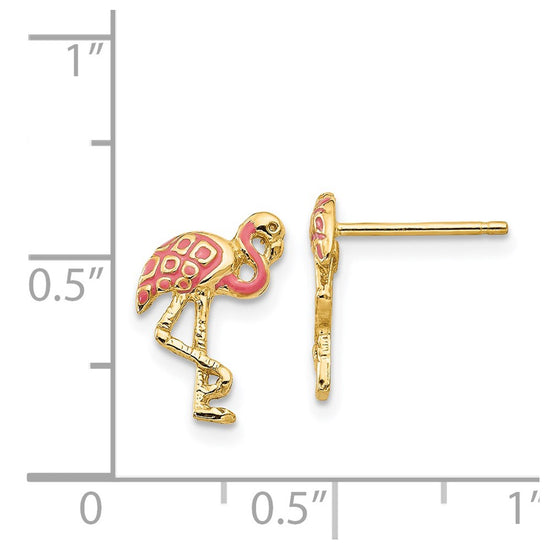 Gold Flamingo Post Earrings