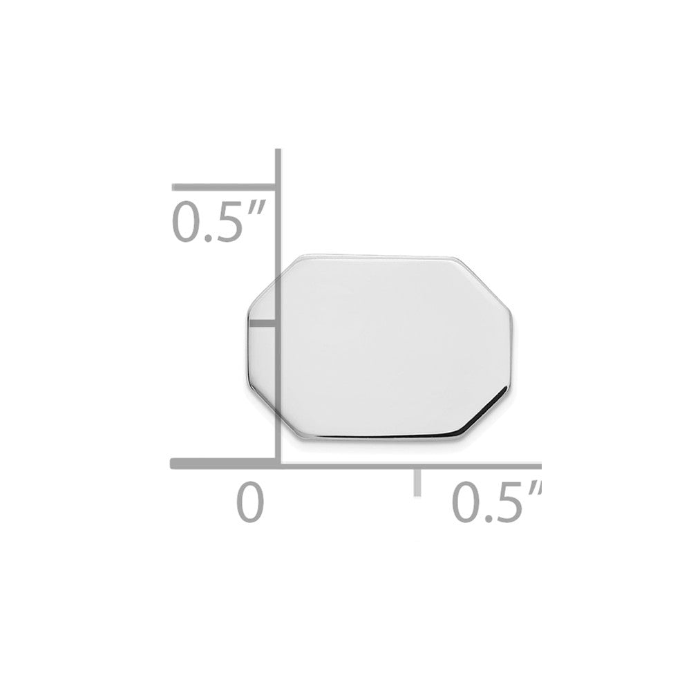 14K White Gold Mens Rectangular Octagon Tie Tac