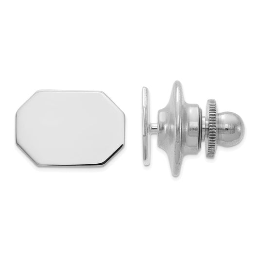 14K White Gold Mens Rectangular Octagon Tie Tac