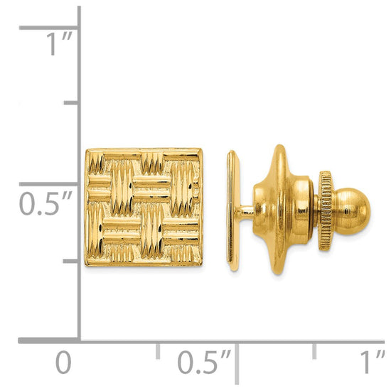 14K Mens Square Basketweave Textured Tie Tac