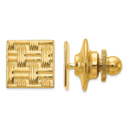 14K Mens Square Basketweave Textured Tie Tac