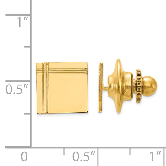 Gold Square with Line Design Tie Tac