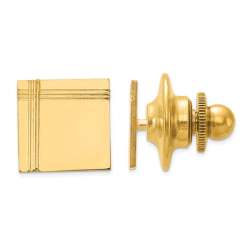 Gold Square with Line Design Tie Tac