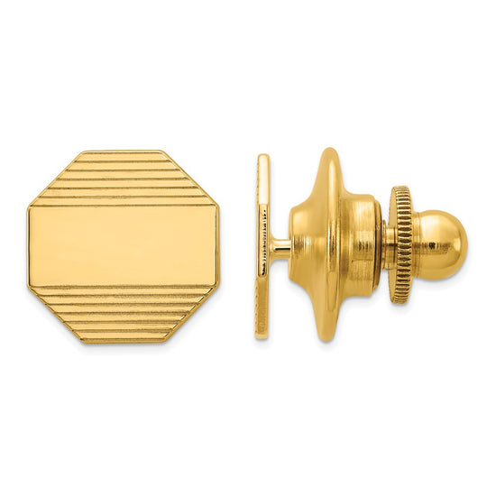 14k Mens Octagon with Grooved Tie Tac