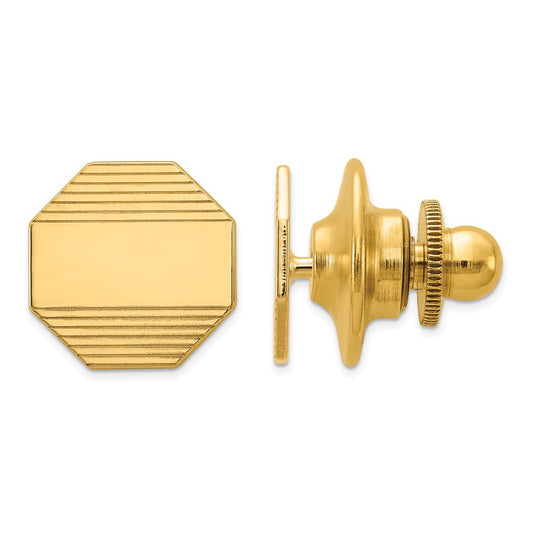 14k Mens Octagon with Grooved Tie Tac